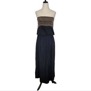 Tiare Hawaii Black Strapless Beaded Maxi Dress